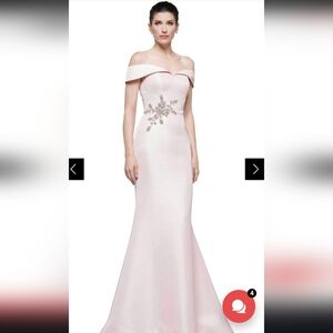 Elegant Off-Shoulder Pink Evening Gown